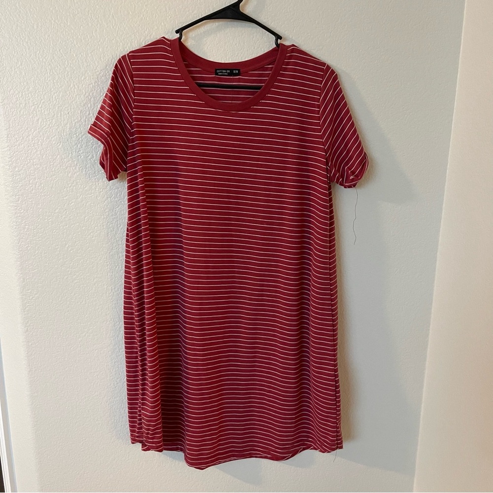 Red Striped T-Shirt Dress